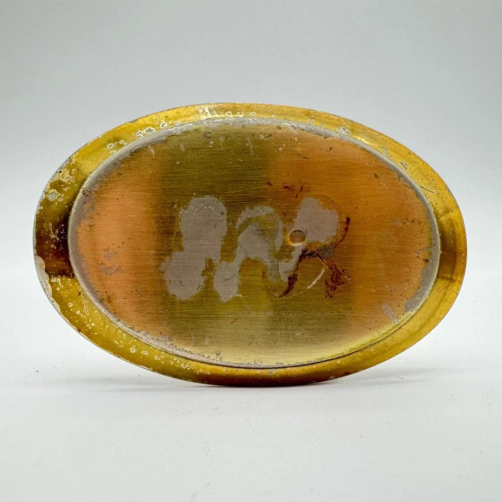 Vintage Brass Tone Oval Belt Buckle Western Cowboy Rodeo Belt Accessory‎